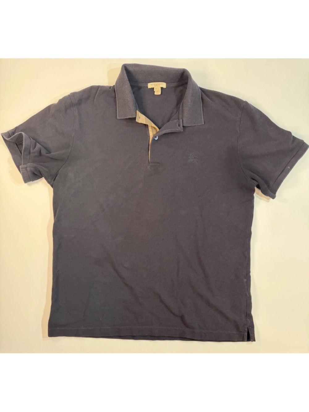 Burberry Brit Grey Piqué Polo Shirt Men's XL Embroidered Knight Logo Casual